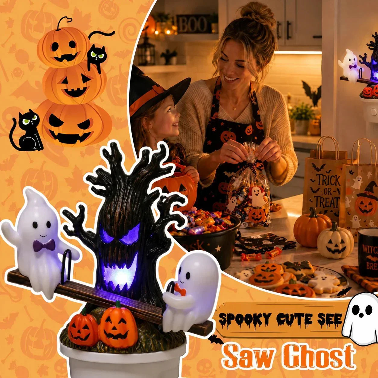 Animated Ghost on Seesaw Plug-in LED Night Light